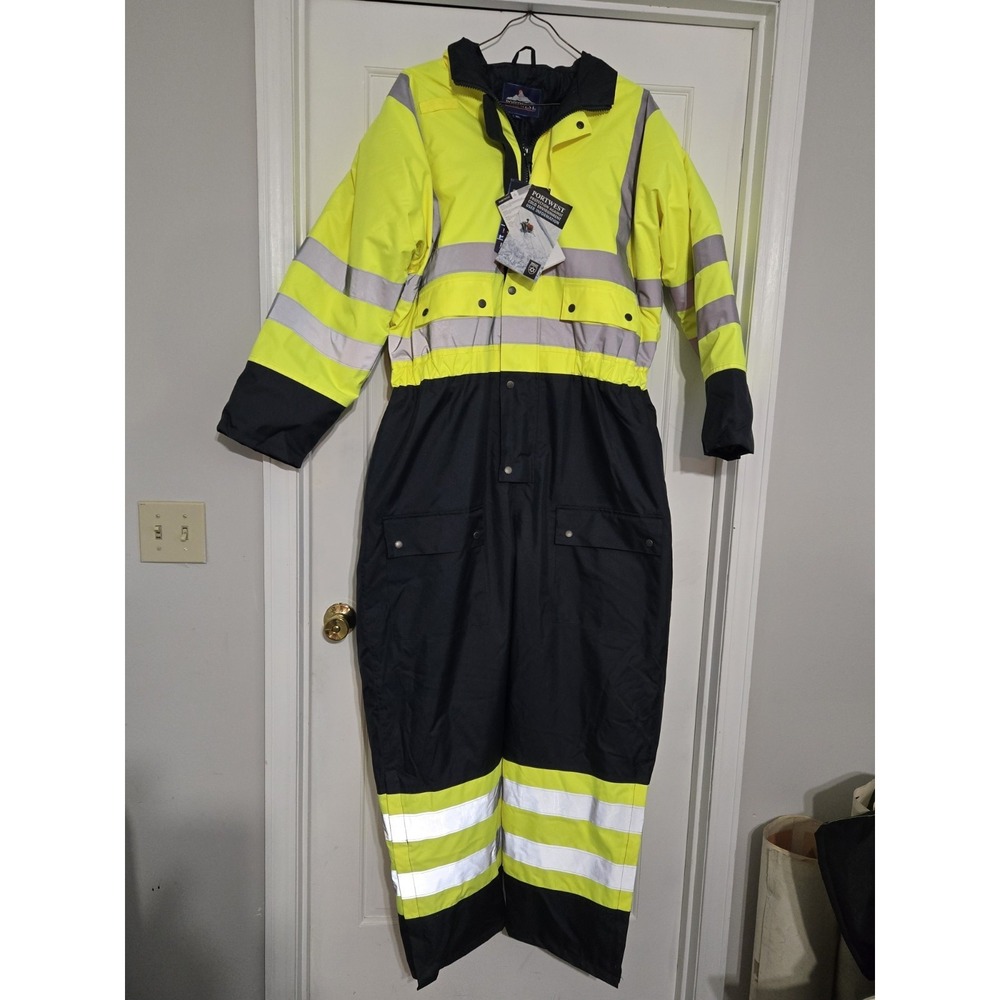 Portwest Contrast Coverall lined NWT‎ S485 XL  Hi Vis yellow/ navy